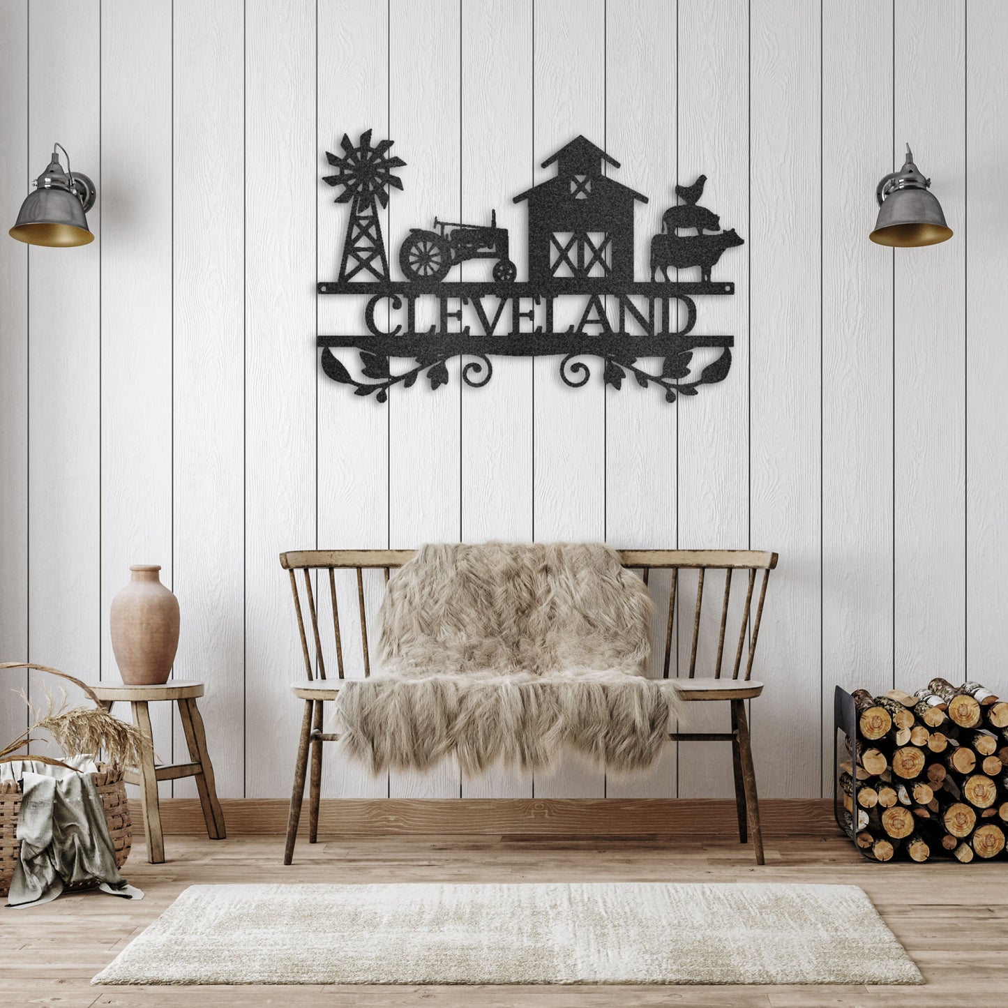Farm Life Monogram - Metal Sign