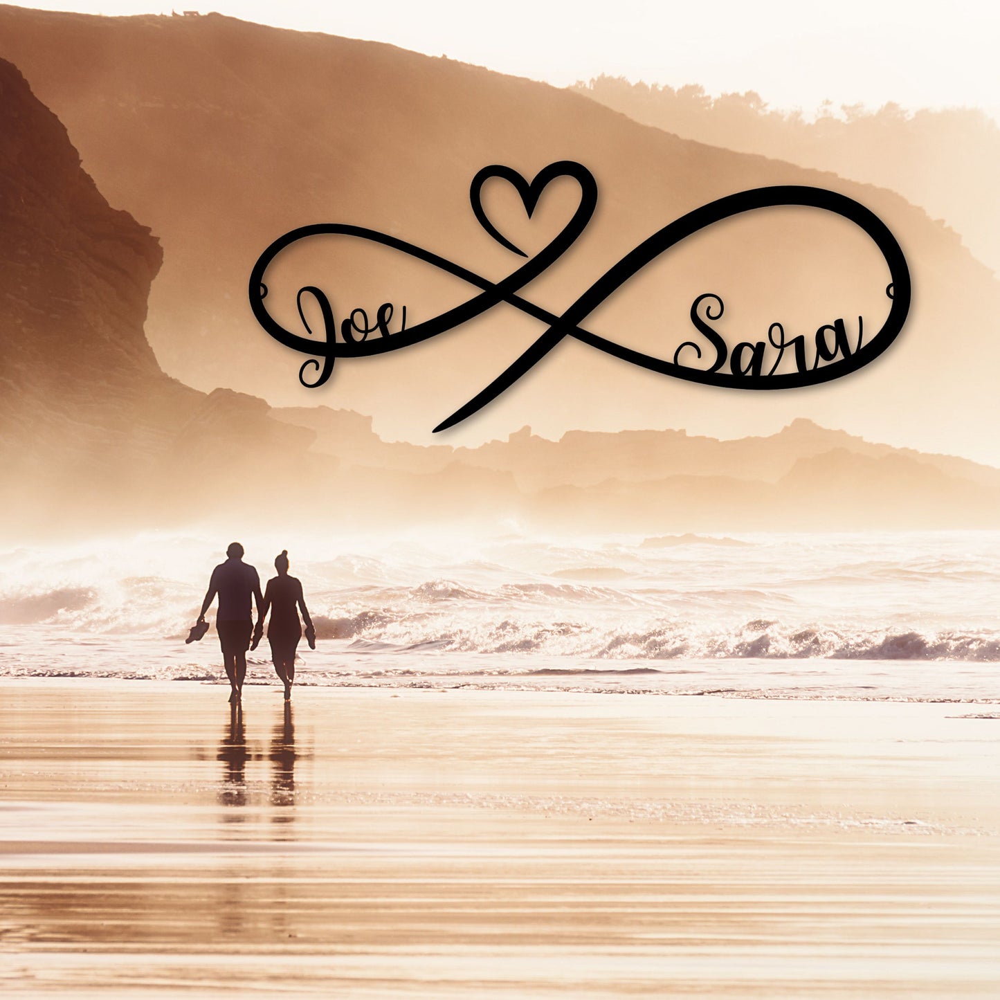 Infinity Heart Monogram - Metal Sign