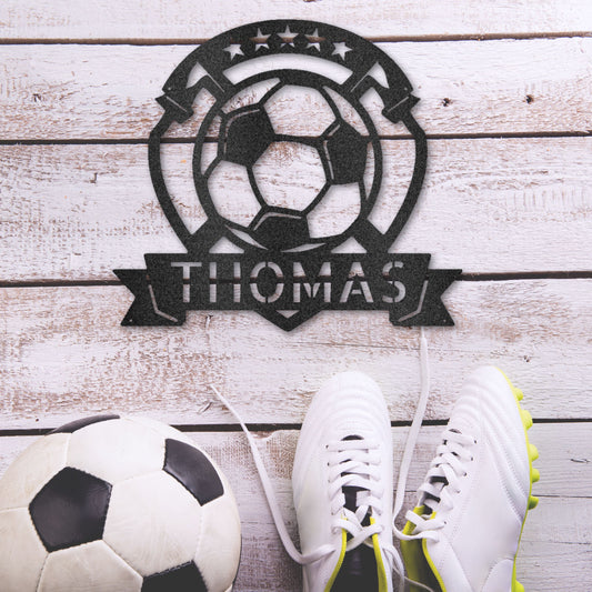 Soccer Plaque Monogram - Steel Sign