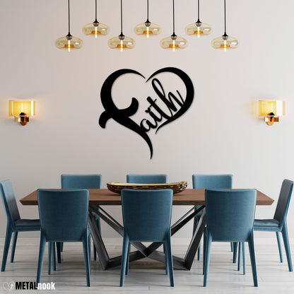 Faith Heart Metal Sign