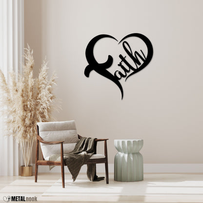 Faith Heart Metal Sign